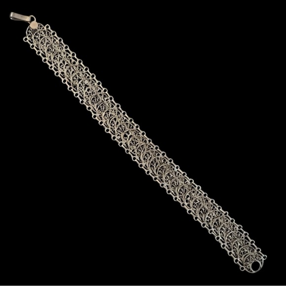 💖 Vintage 950 Silver Filigree Bracelet 💖 - Picture 2 of 3